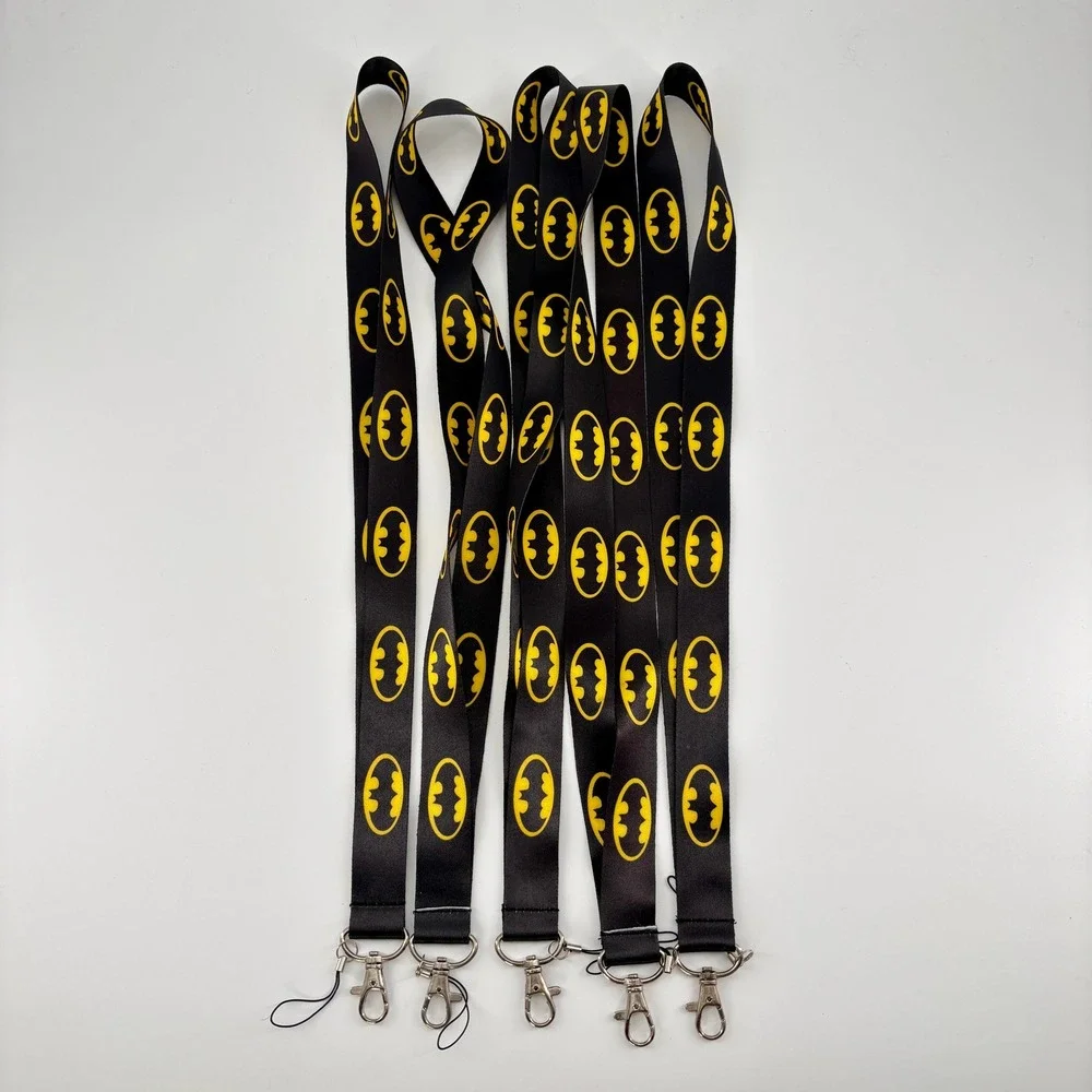 Batman Logo Lanyards Lot of 5 Black Yellow DC Comics Superhero ID Key Neck Strap